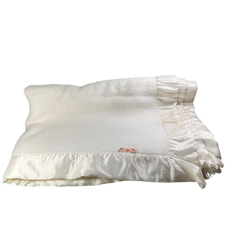North Star Baby Blanket Satin Trim‎ Ivory Thermal Crib 39x54 Soft USA